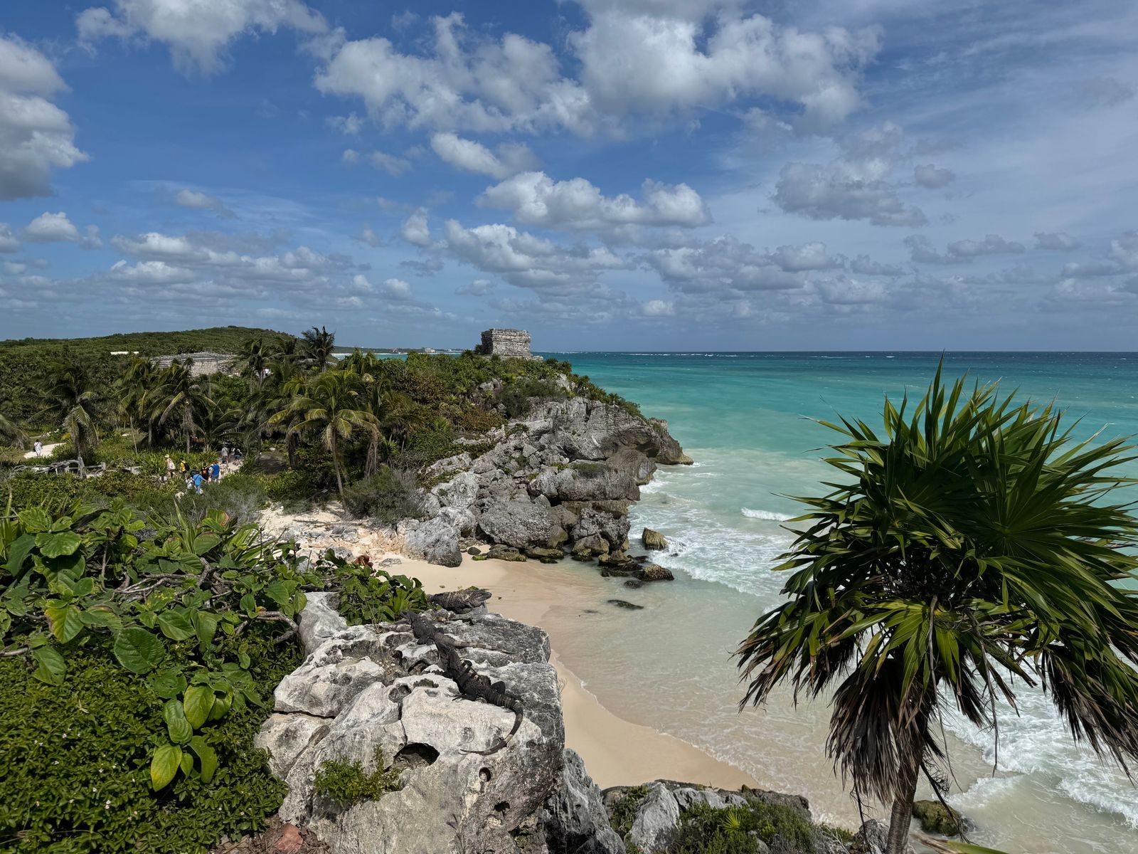 The clifftop Tulum ruins above the turquoise Caribbean Sea